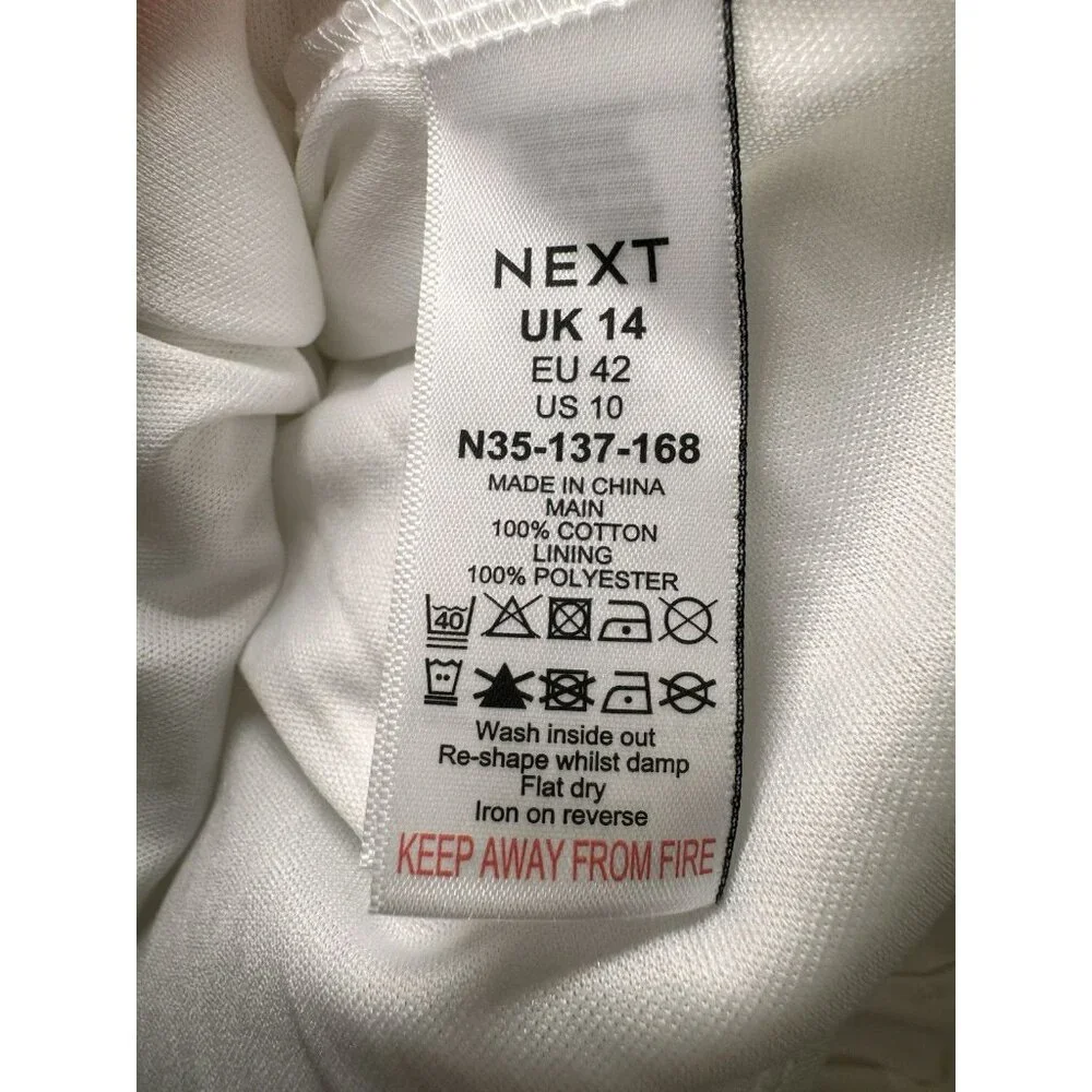 White Cottagecore Mini Dress Crochet Floral Boho Sundress Size L 10 - Picture 8 of 11